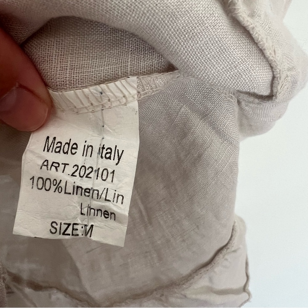 Lungo L’Arno Made in Italy Beige Linen Top Women’s Size Medium - Picture 8 of 9